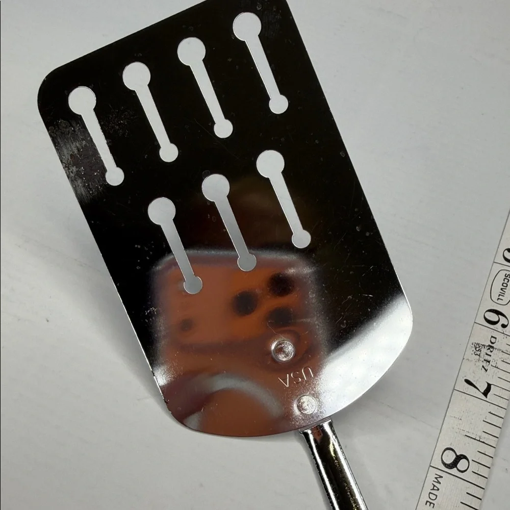 Vintage EKCO USA Slotted Spatula Black Textured Handle